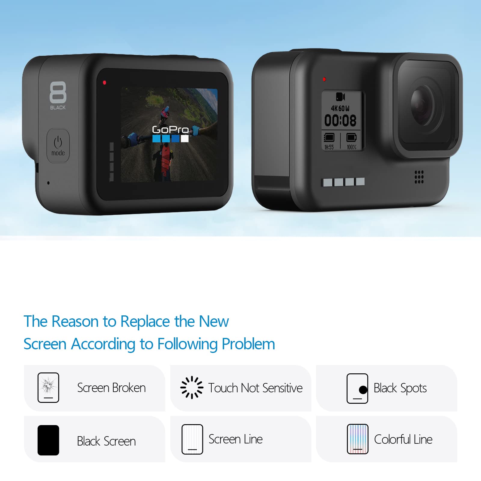 Amazon.com: YWLRONG for GoPro HERO8 Screen Replacement LCD Display